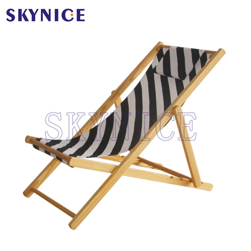 나무 재질 휴대용 모래 의자 컬러 캔버스 라이닝 의자